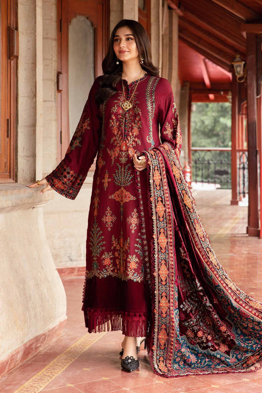 3 Piece Unstitched Embroidered Twill Linen Suit | DL-1210