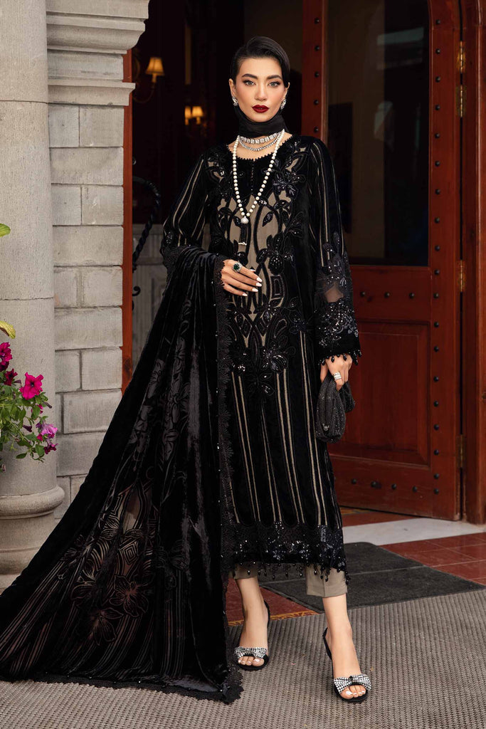 3 Piece Unstitched Embroidered Velvet Suit | DL-1205